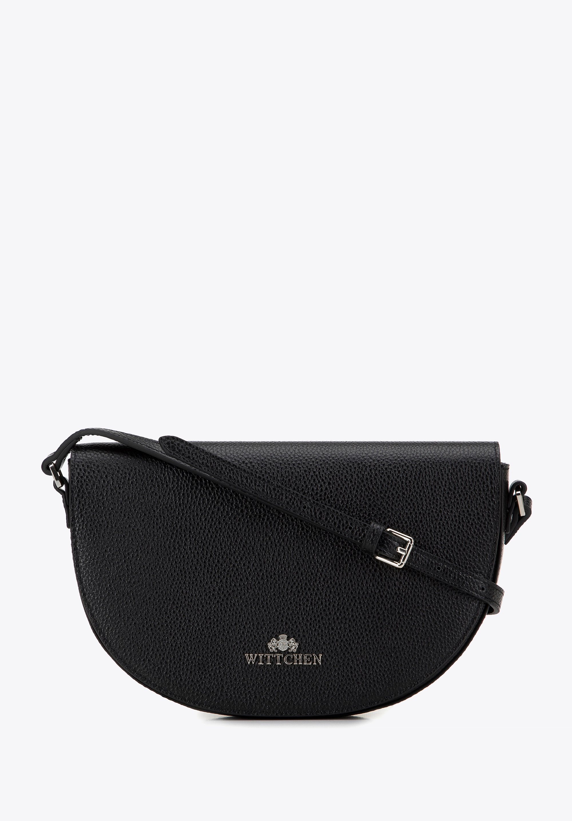 Damska saddle bag z groszkowanej skóry czarno-srebrna
