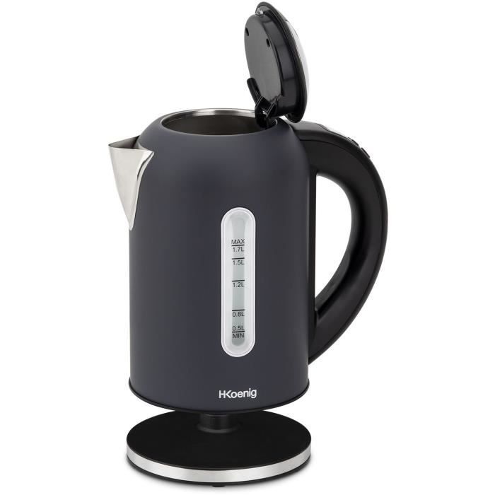 Bollitore H.KOENIG BOE52 - Capacità 1,7 L - Temperatura regolabile da 40 a 110 °C - Display LCD - Grigio opaco
