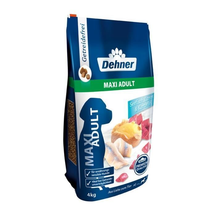 Alimento para perros - Dehner - Maxi Adulto - Pescado de mar - Cordero - 4 kg