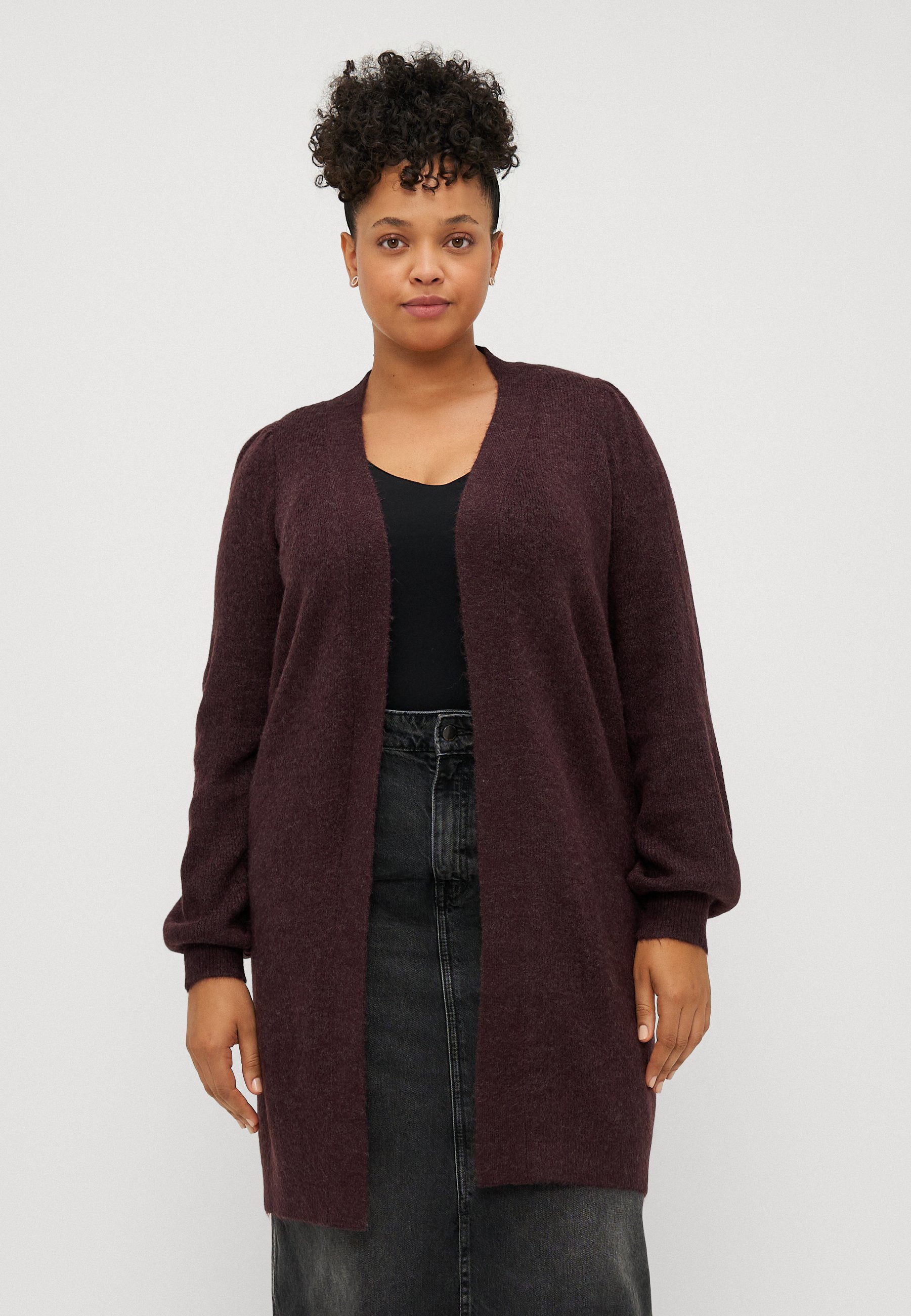 Vero Moda Curve VMRUBELLEFILE LONG CARDIGAN - Cardigan - mélange dégustation de vin