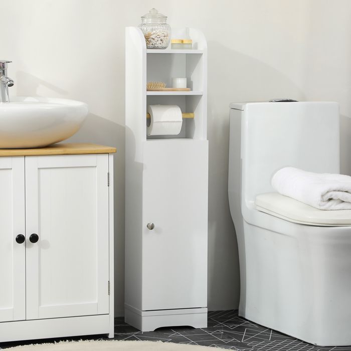 kleankin - Meuble bas de salle de bain - Panneau de particules - 23x18x100cm - Blanc