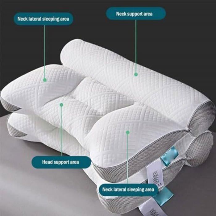 Almohada ergonómica OKZ para la apnea del sueño y los ronquidos - 40x60 cm - Gris - Espuma viscoelástica