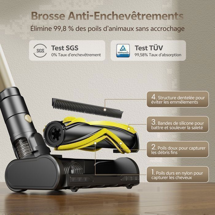 Aspirateur balai sans fil Ultenic UU15 – Auto-portant - 70 min- 580 W - 150 AW - 75 kPa - Écran LED - Batterie amovible - GreenEye