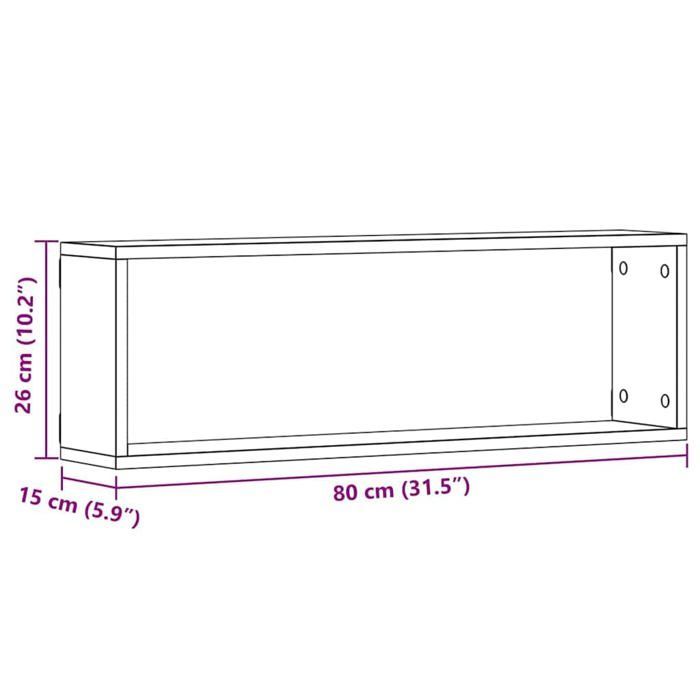 Estantería de pared de madera de ingeniería - vidaXL - 80x15x26 cm - Roble artesanal - 2 piezas - Montaje en pared - Duradera