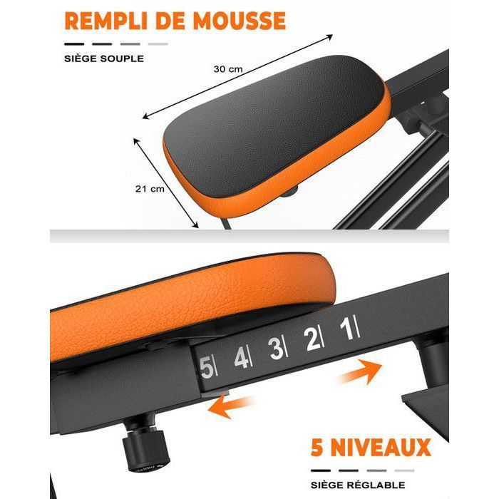 Appareil Abdominal - DSKEUZEEW - AB Booster Plus Total Crunch - Charge max 120 kg - Noir et Orange - Fitness