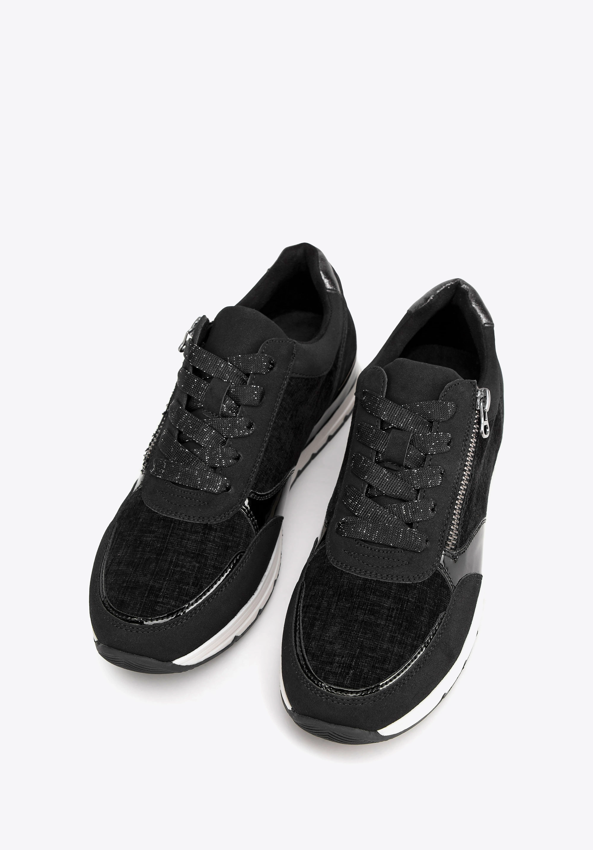 Damskie sneakersy z suwakiem na boku czarne
