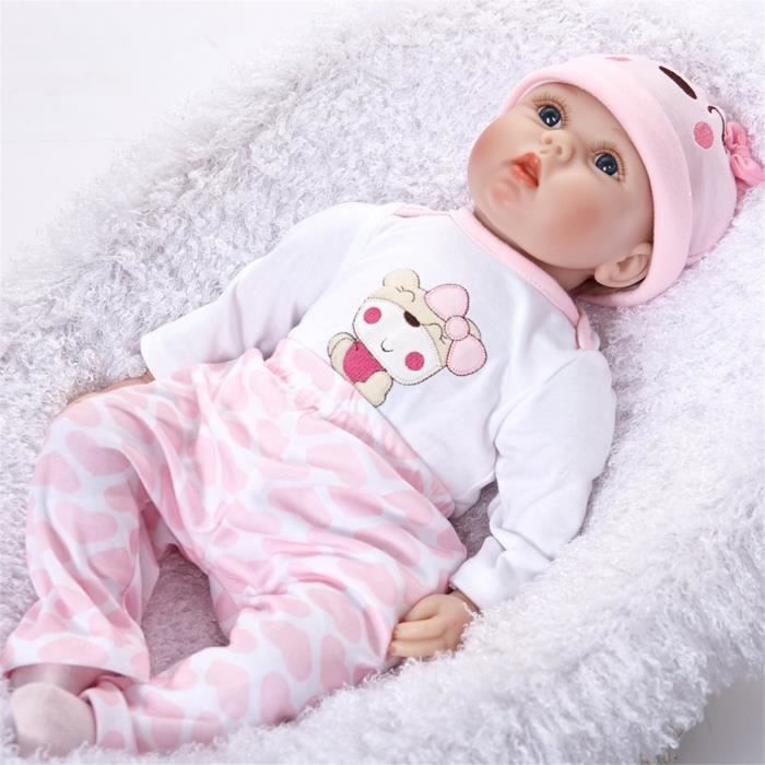 Muñeca Reborn - TEMPSA - 55 cm - Silicona - Juguete de regalo de cumpleaños - Niña de 3 a 10 años