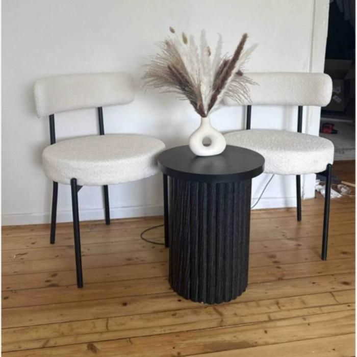 MIPAN.Lot de 4 Chaises de Salle à Manger Blanc - Velours Teddy  -  Chaises de Cuisine avec Pieds en Métal et Dossier Incurvé