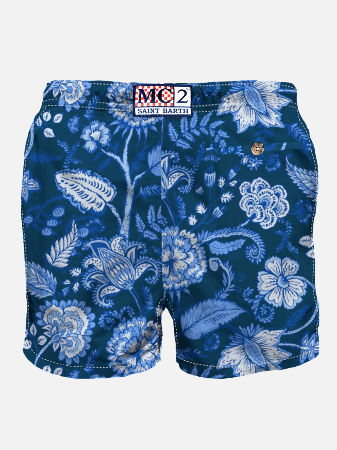 Herenzwempak met blauwe bloemenprint