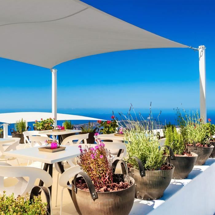 Vela ombreggiante impermeabile e resistente ai raggi UV per giardino o patio - XICHAO - Rettangolare - Grigia - 3x5 m