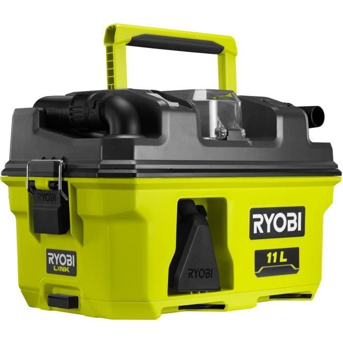 Aspiradora de taller RYOBI ONE+ de 18 V - 11,8 kPa - Depósito de polvo de 11 L - Con accesorios y adaptador para herramientas ONE+ - RV1811