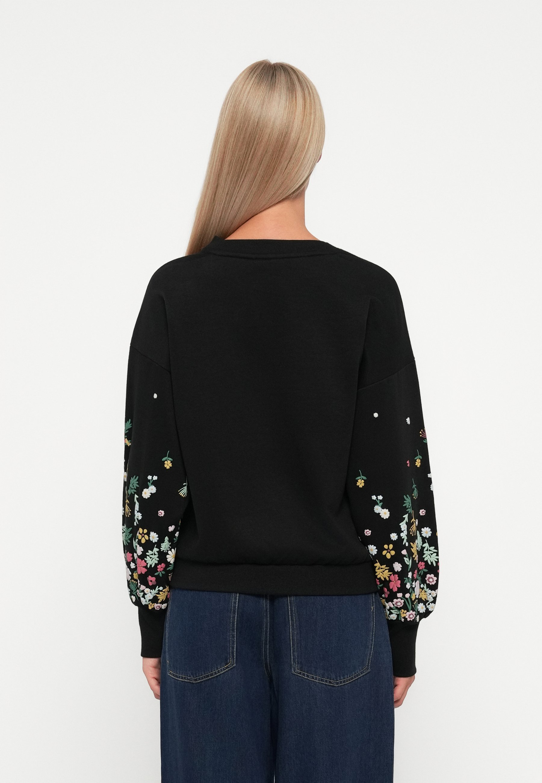 ONLY ONLBROOKE LS O-NECK FLOWER NOOS - Mikina - black