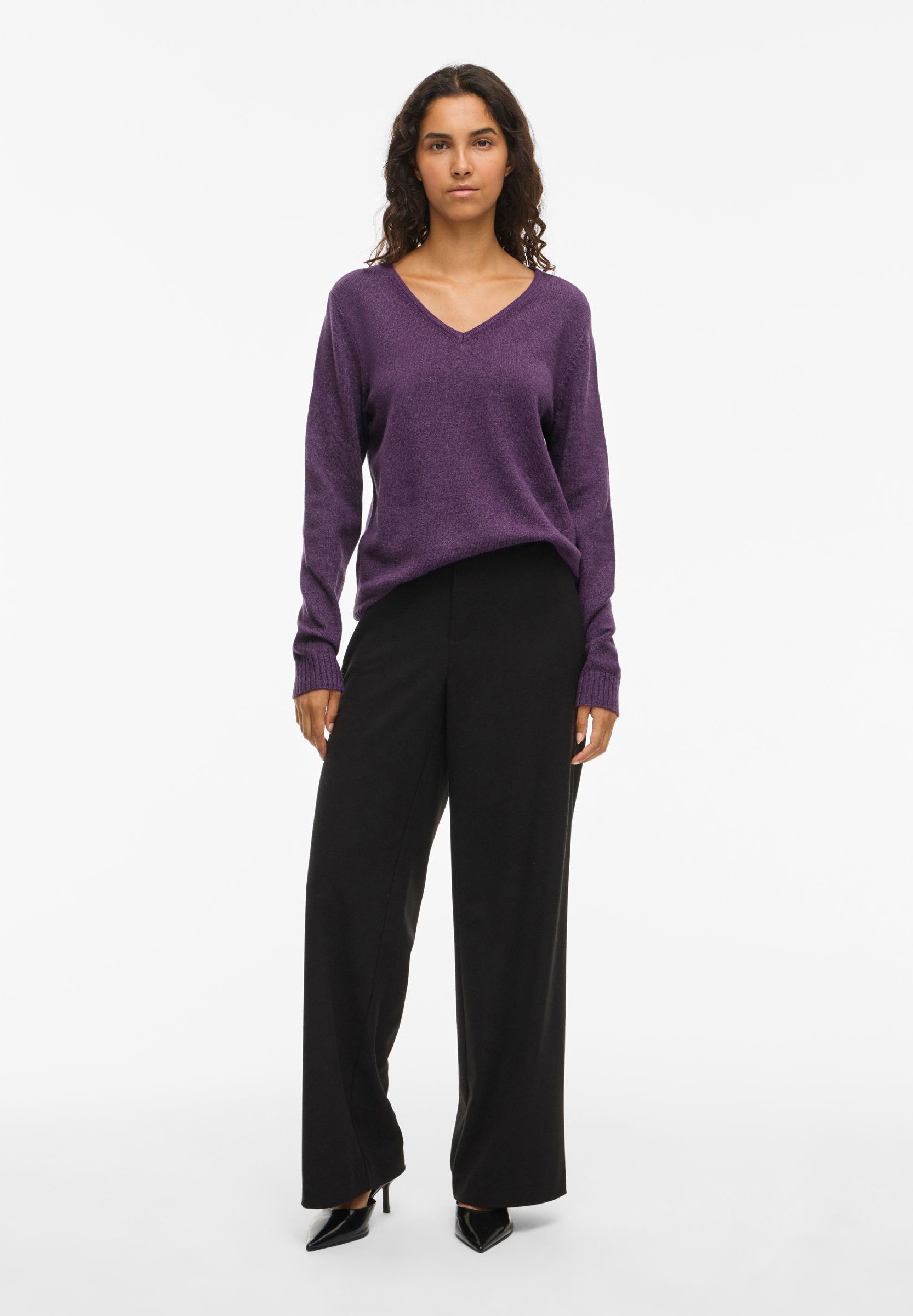 VILA VIRIL L/S V-NECK TOP - Maglione - viola imperiale