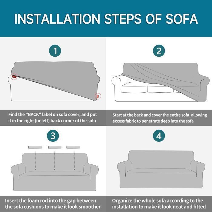 Funda elástica para sofá de 3 plazas, con reposabrazos, súper elástica y resistente a las manchas - Gris
