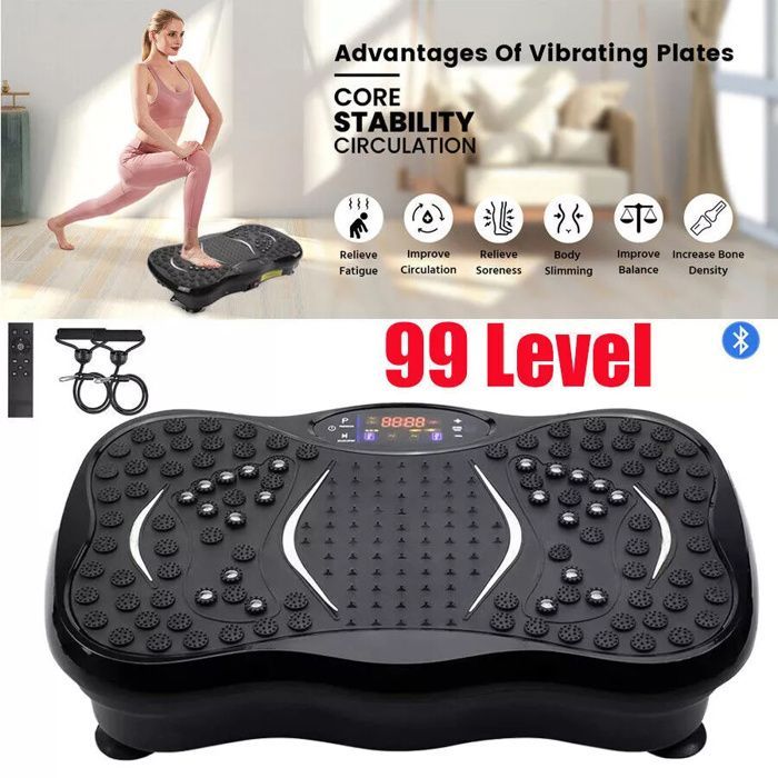 Vibro Fitness trilplaat met lcd-scherm - Hometrainer, body shaper, fitnessapparaat - 5 standen, zwart
