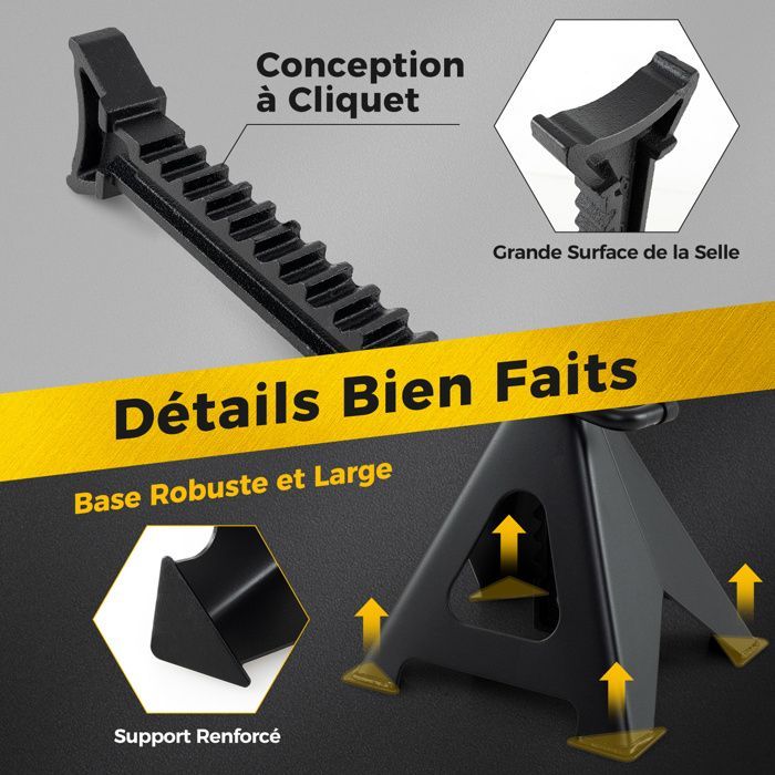Juego de 2 soportes para gato hidráulico GOPLUS de hasta 6 toneladas - Altura ajustable de 360 a 585 mm - Estructura metálica robusta con palanca negra