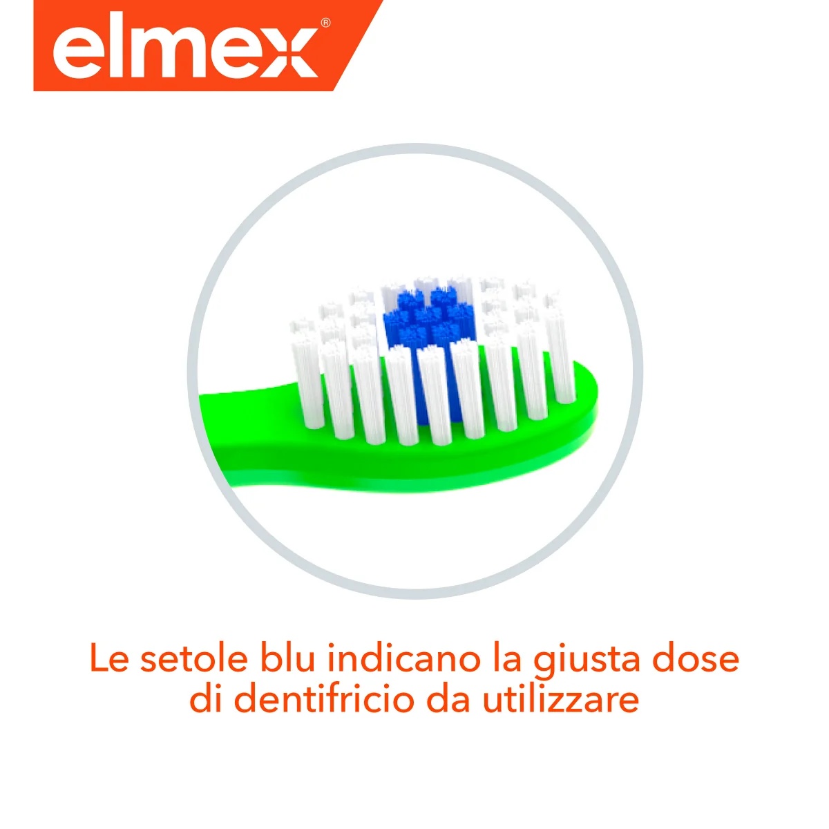 Escova de dentes infantil Elmex para crianças de 3 a 6 anos.