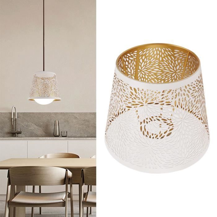 Abat-jour suspendu OMABETA - Motif de fleurs sculptées blanches - Design moderne en fer - Installation facile