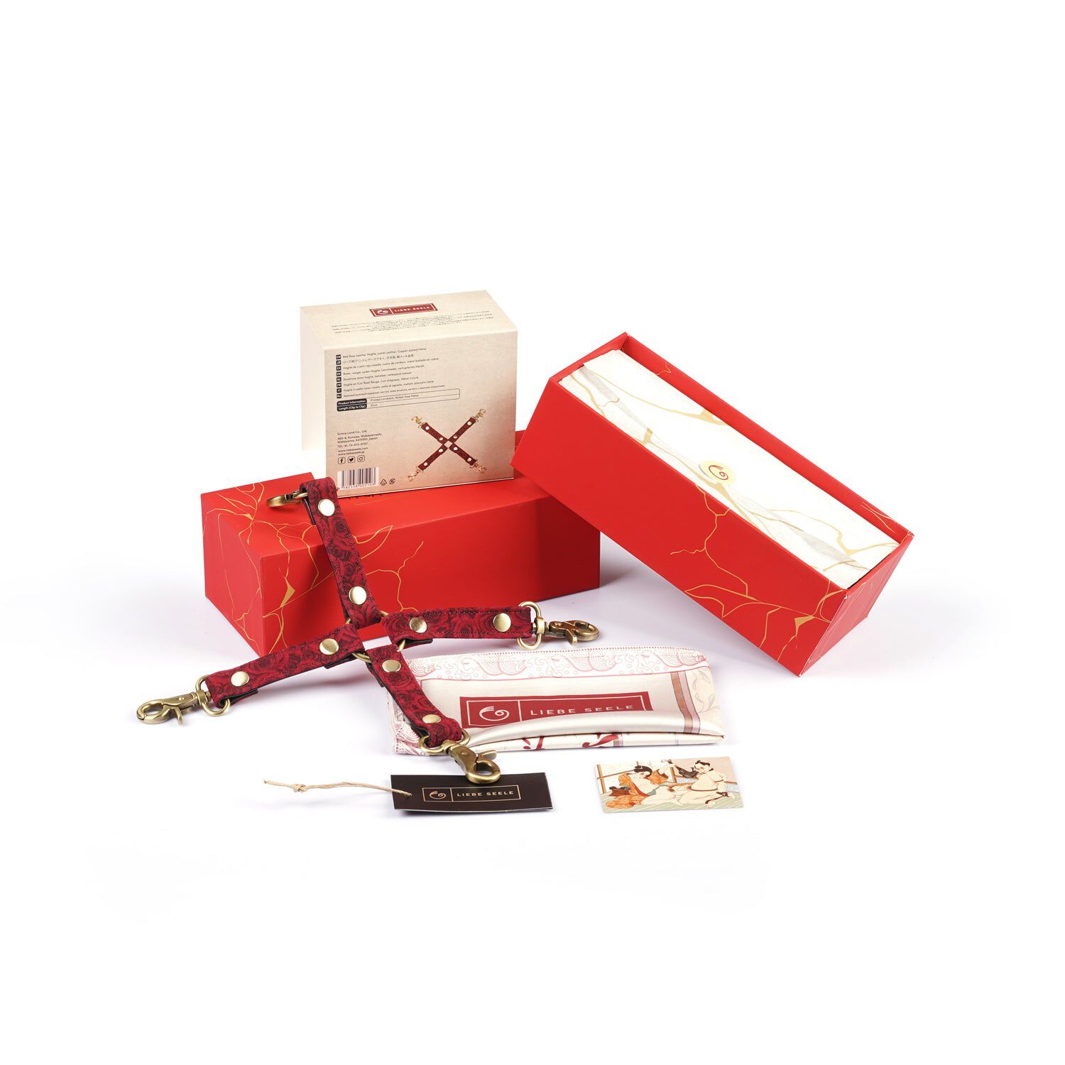Dear Soul Kinbaku Ukiyoe Hogtie in pelle di agnello rosso-rosato
