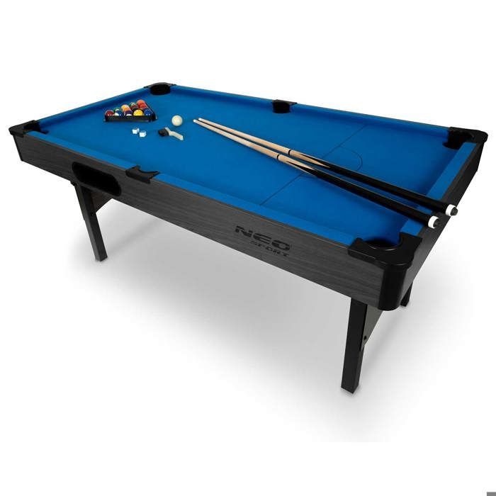 Mesa de bilhar de 1,83 m (6 pés) - Neo-Sport - Modelo NS-809 - 178 x 95 x 80 cm - 16 bolas - 2 tacos de 92 cm - 6 caçapas com guia