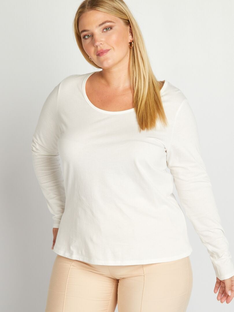 T-shirt met ronde hals van jersey - wit