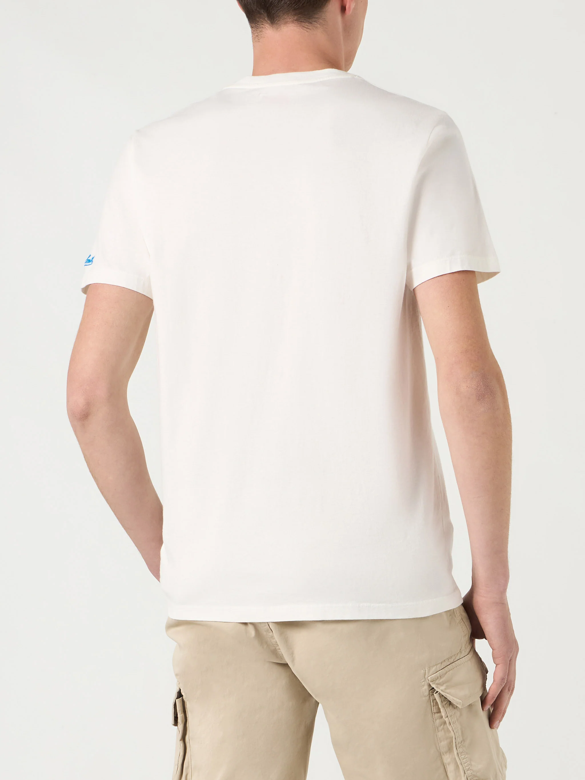 T-shirt da uomo in cotone trattamento vintage con stampa St. Barth Pad