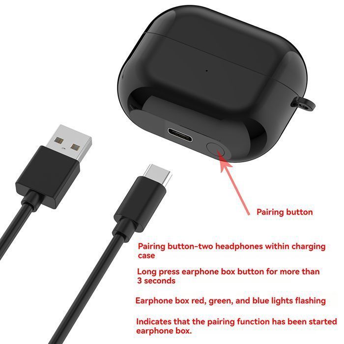 Oplaadcase voor Samsung Galaxy Buds3 R530 - Oplaadstation met koppelingsknop en USB-C - Accessoire voor draadloze oordopjes