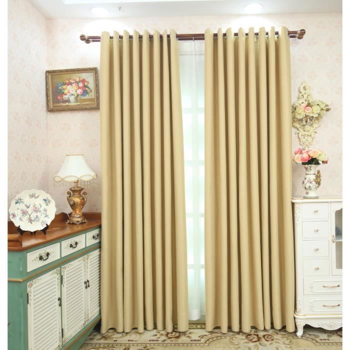 Juego de 2 cortinas térmicas opacas - amarillas - 140 x 260 cm
