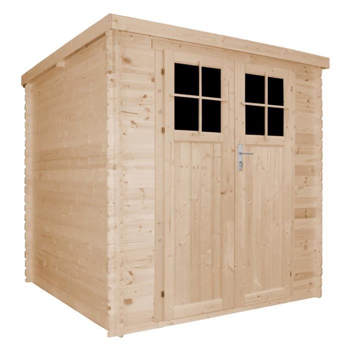 Caseta de jardín de madera de 3,53 m² - Timbela M309F - 204 x 204 x 200 cm - Puerta con cerradura de alta calidad