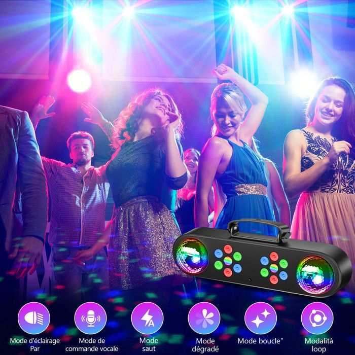 Jeux de Lumiere DJ - JAJALUYA Support De Lumières Avec Plusieurs Effets A LED - 2 boule disco et 14 LEDs 2PCS
