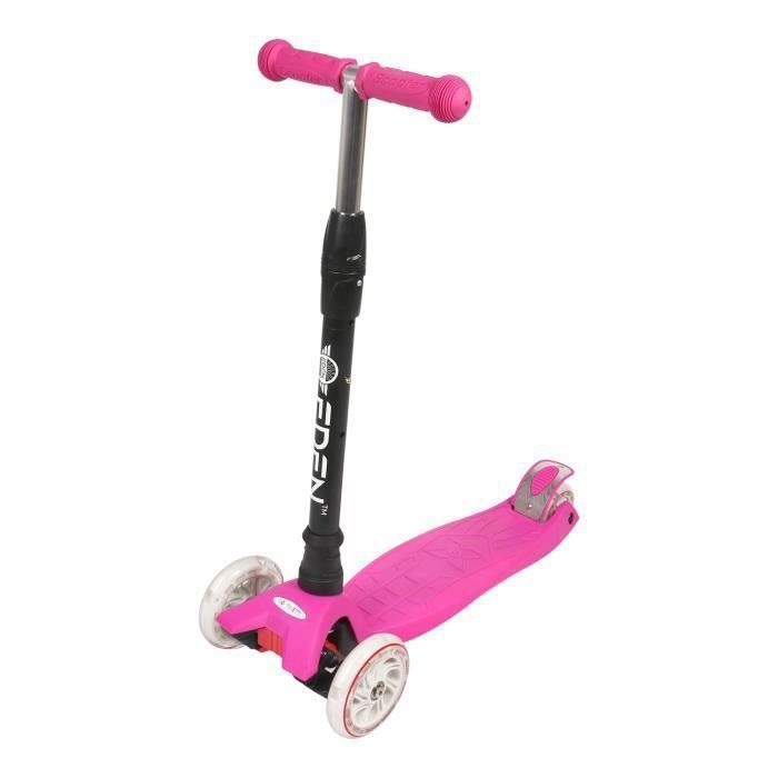 Patinete EDEN™ - 3 Rodas - Guidão Ajustável - Luzes de LED - Rosa
