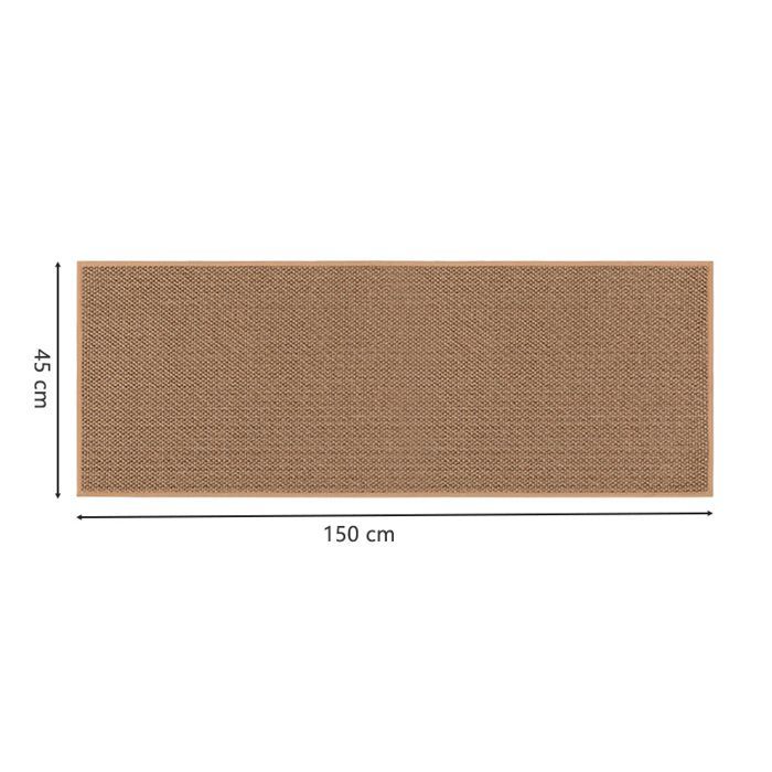 Tapis de Cuisine en Lin Antidérapant 45x150cm - Dos en Caoutchouc, Imperméable, Anti-Huile, Facile à Nettoyer - Marron