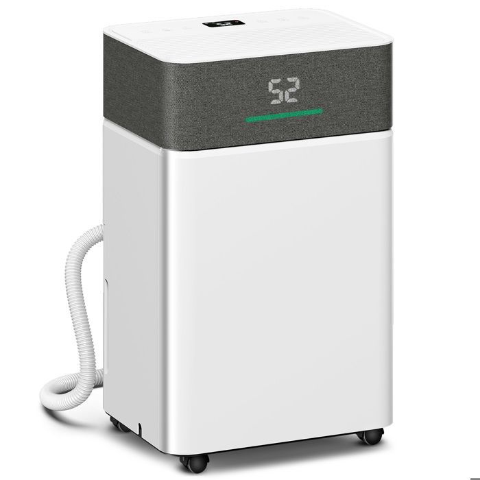 Deshumidificador de aire - HOMCOM - 20 L/día - silencioso - depósito de agua de 4,5 L, pantalla LED - ABS - 30,5 x 23,5 x 49,5 cm - blanco