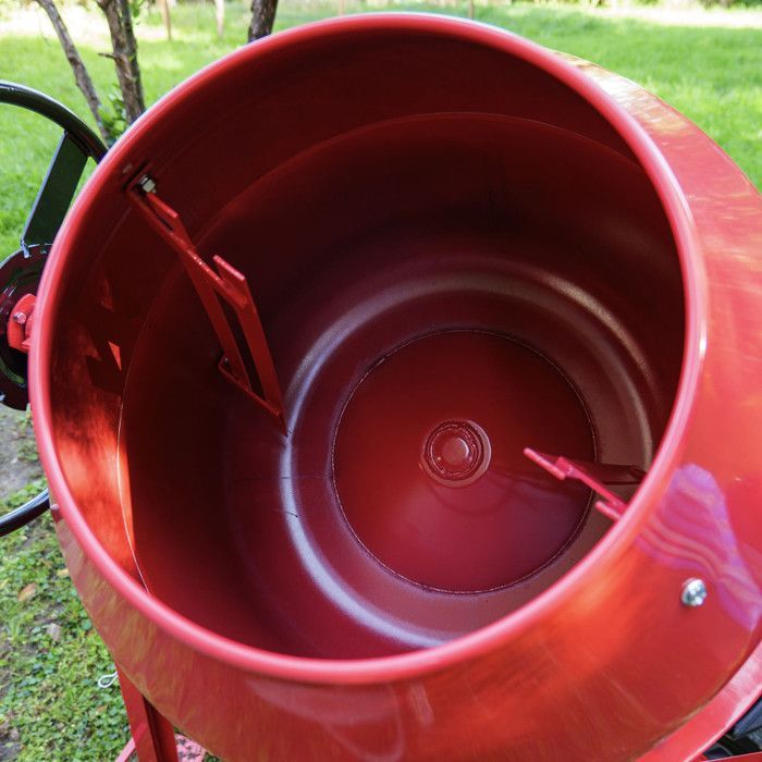 Betoniera da 160 litri - 650 W - 29,5 giri/min - Ingranaggi in ghisa - Volantino grande con blocco a pedale - Per calcestruzzo, malta, cemento