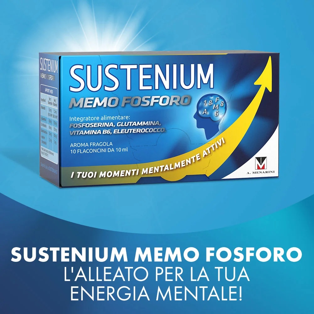 SUSTENIUM Sustenium Memo Maisto papildas su fosforu atminčiai ir koncentracijai gerinti 10 buteliukų