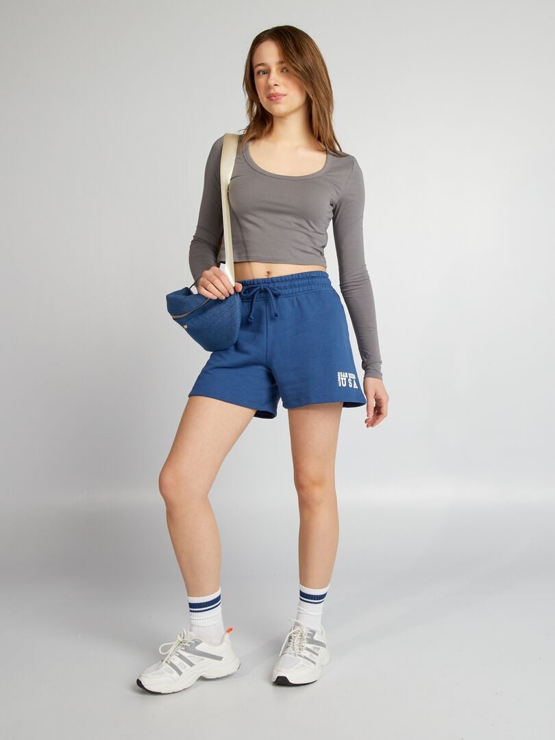 Crop top met lange mouwen - GRIJS