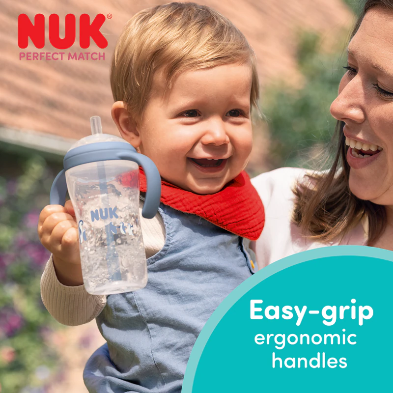 NUK Perfect Match Pinguin-Trinkflasche mit Strohhalm