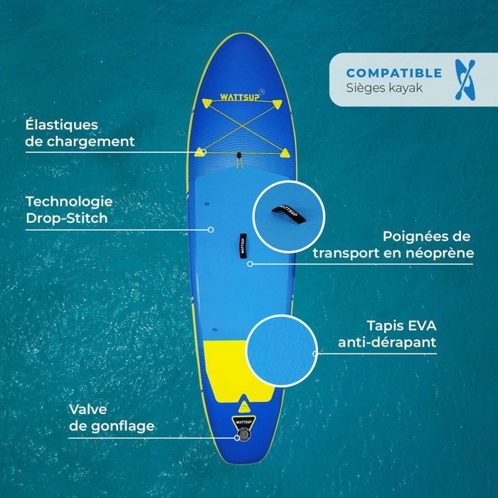 Inflatable SUP - W WATTSUP - F10' - 325x84x15 cm - Max load 145 kg - 2-year warranty
