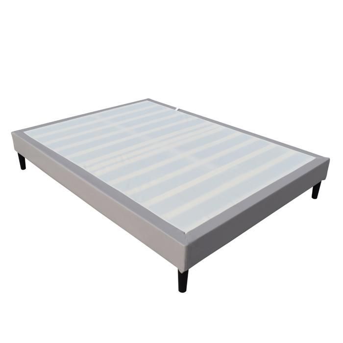 Gestoffeerde bedbodem van 120x190 cm met afneembare en wasbare hoes, grijs + poten van 20 cm, 2 lattenbodems van 13 cm - Anna - Hoes van polyesterstof