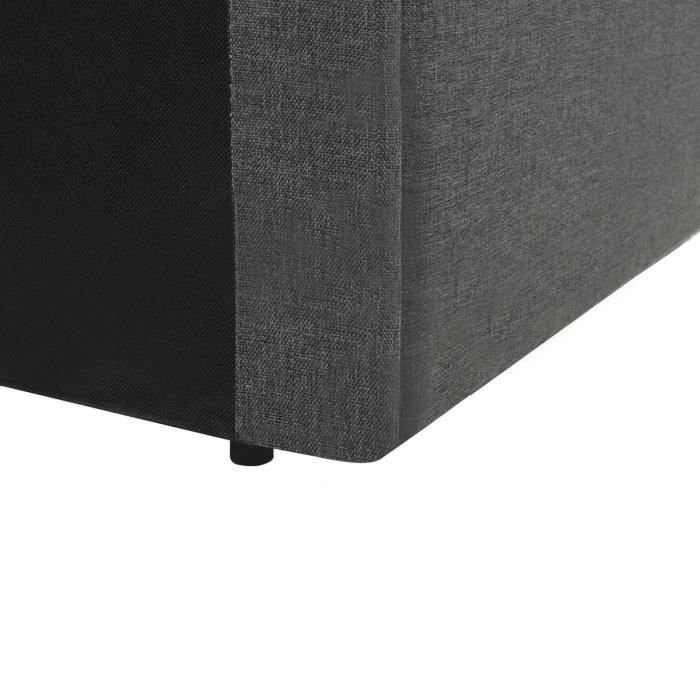 Cama adulta ECLIPSE + espacio de almacenamiento diurno - Tela gris oscuro - 160 x 200 cm