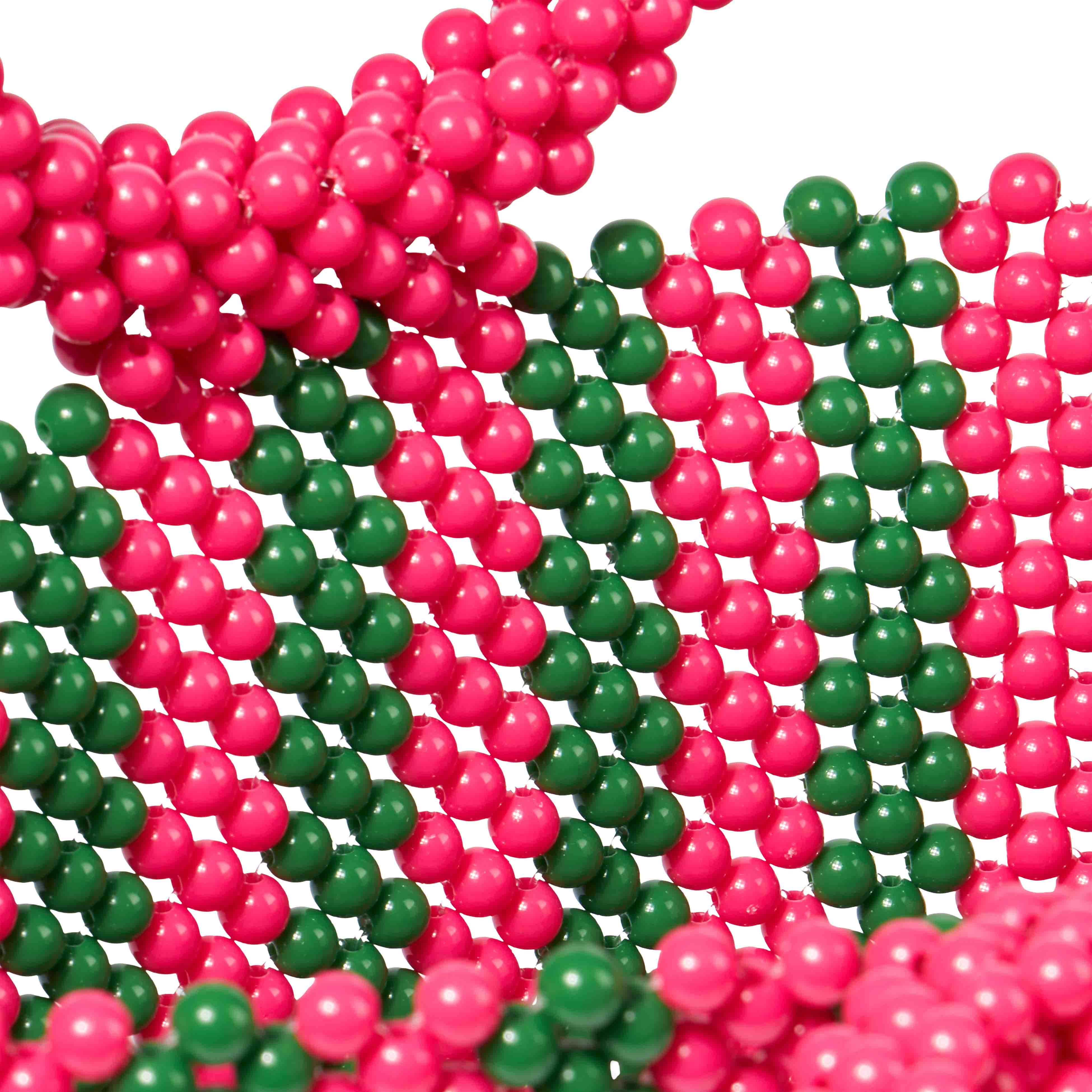 Roze en groene gestreepte kralenhandtas