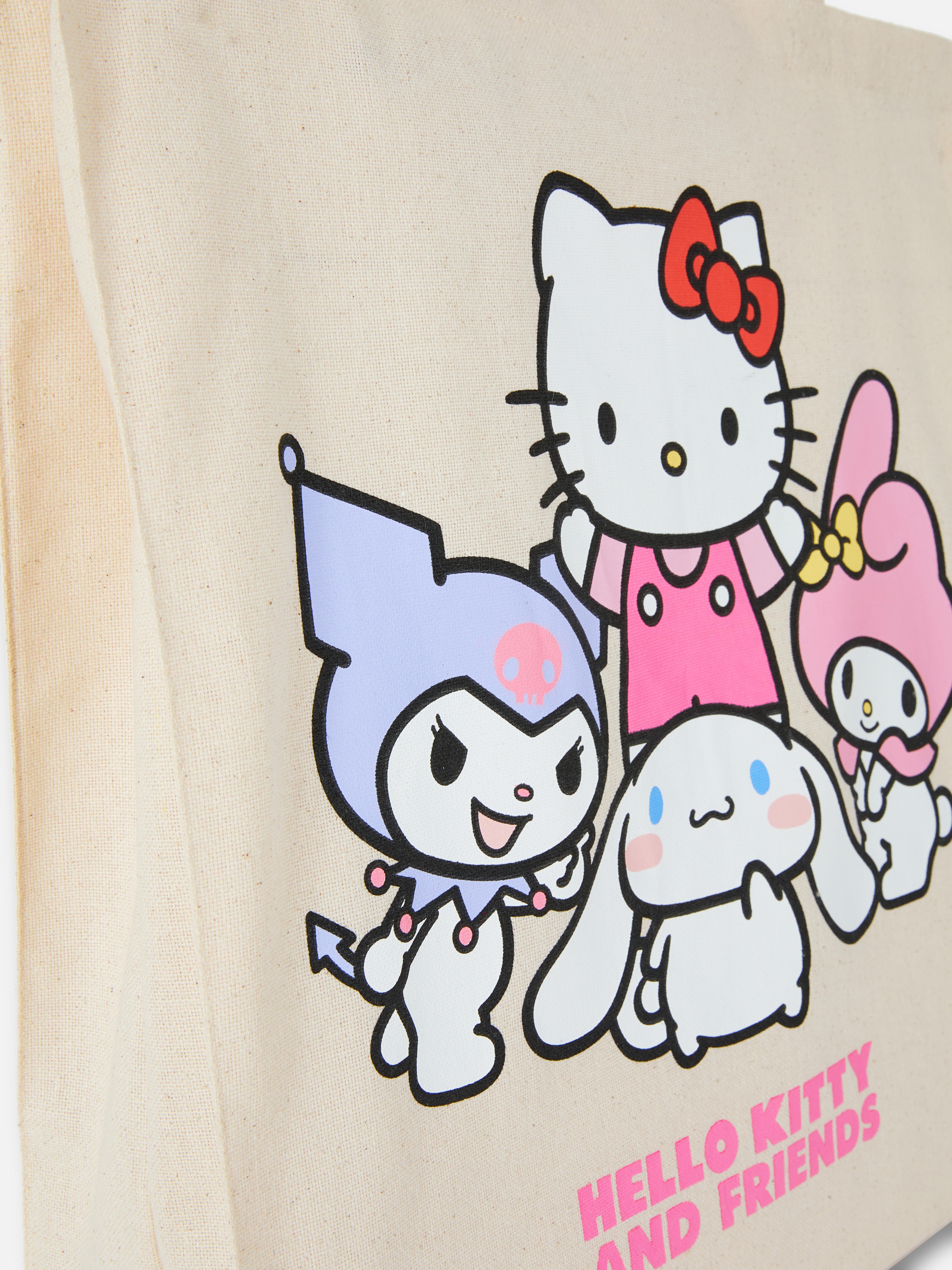 Geantă tote Hello Kitty și prietenii O geantă din pânză cu Hello Kitty, Melodia mea, Kuromi și Cinnamoroll