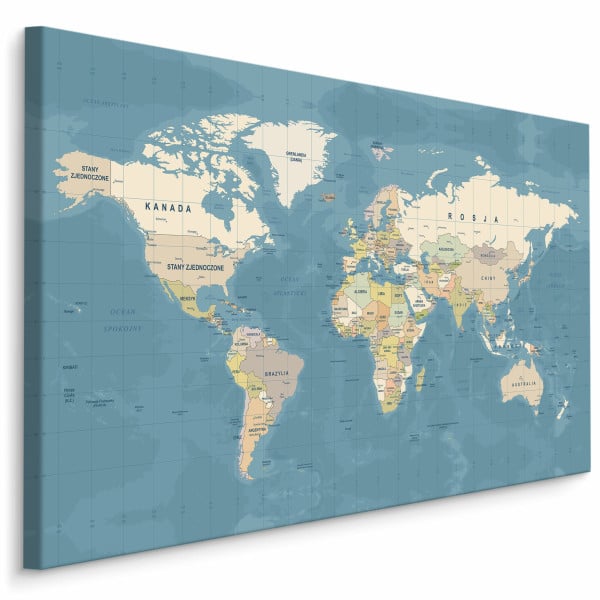Obraz Polityczna Mapa Świata 30x20cm