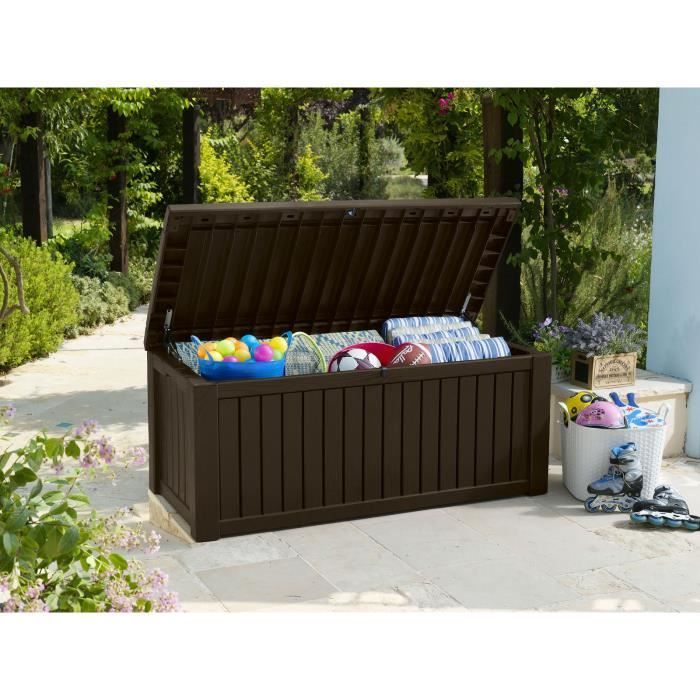 Keter 'Rockwood Deck' garden storage box, dark brown, 155 x 72.4 cm