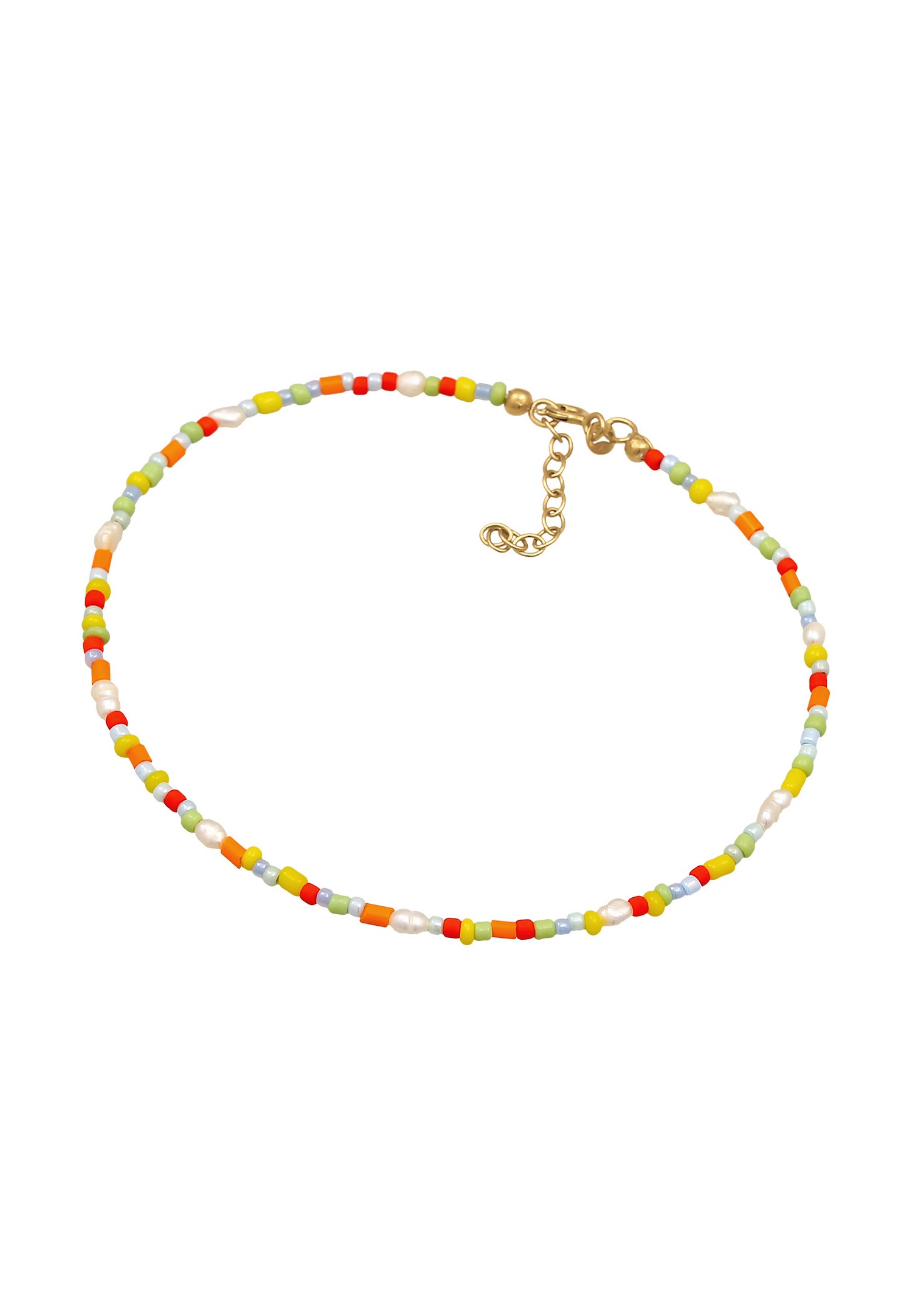Elli de Cheville Perles de verre pour femmes multicolores avec perles de culture d'eau douce en argent sterling 925