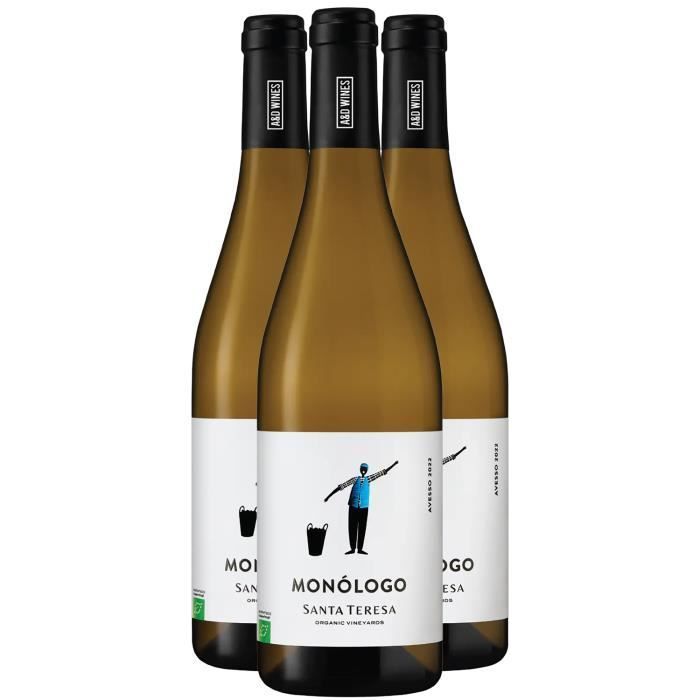 Vinho Verde Avesso Blanc 2022 - Orgánico - Paquete de 3 x 75cl - Quinta Santa Teresa - Vino DOC Blanc - Origen: Portugal - Variedad de uva Avesso