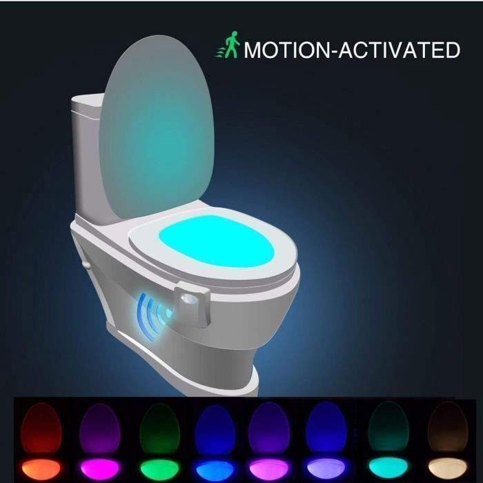 Lámpara para inodoro - LED - Multicolor - Sensor de movimiento - Ahorro de energía - Fácil instalación