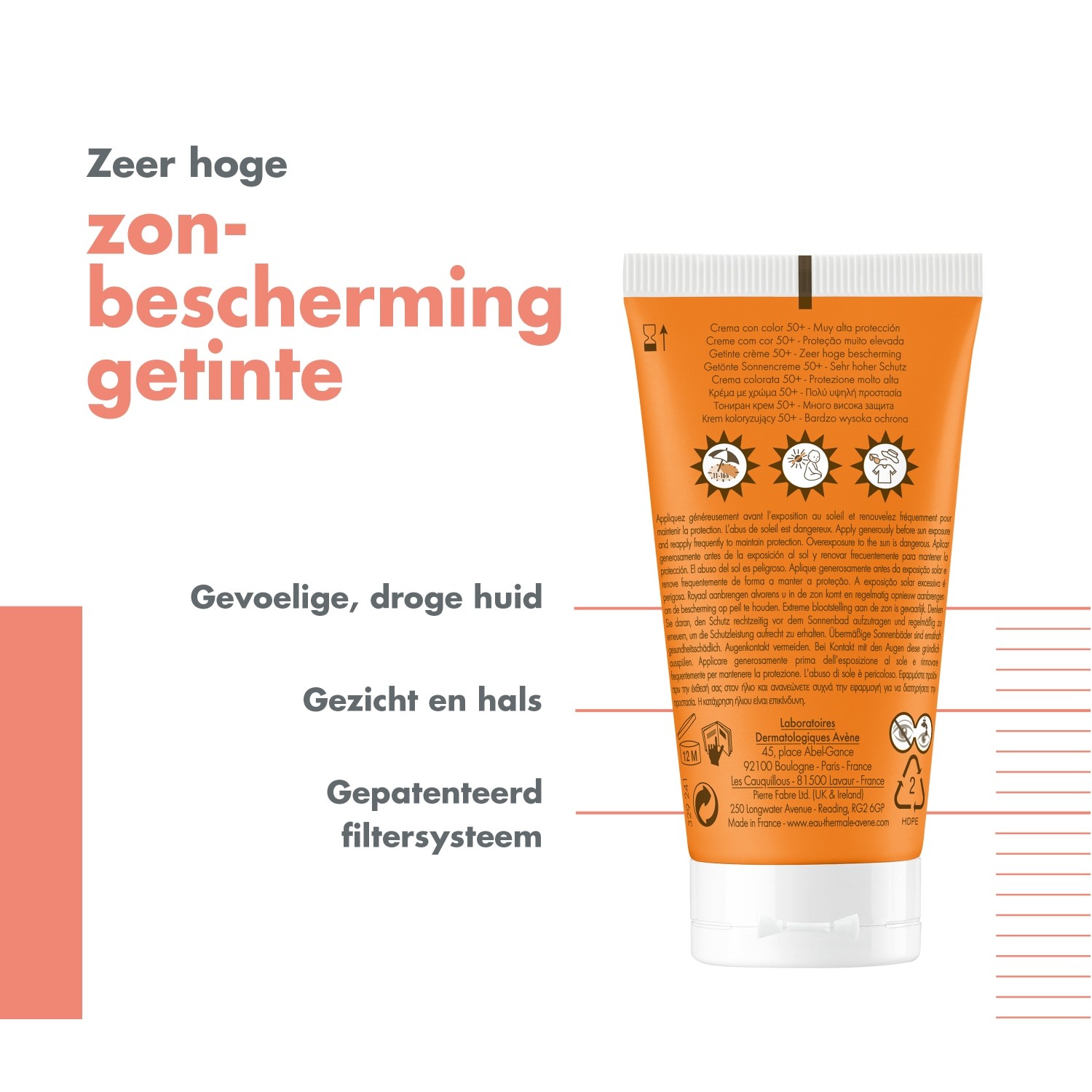 Avène Sunscreen Solaire tonirana krema za poenotenje kože SPF50+ - 50 ml