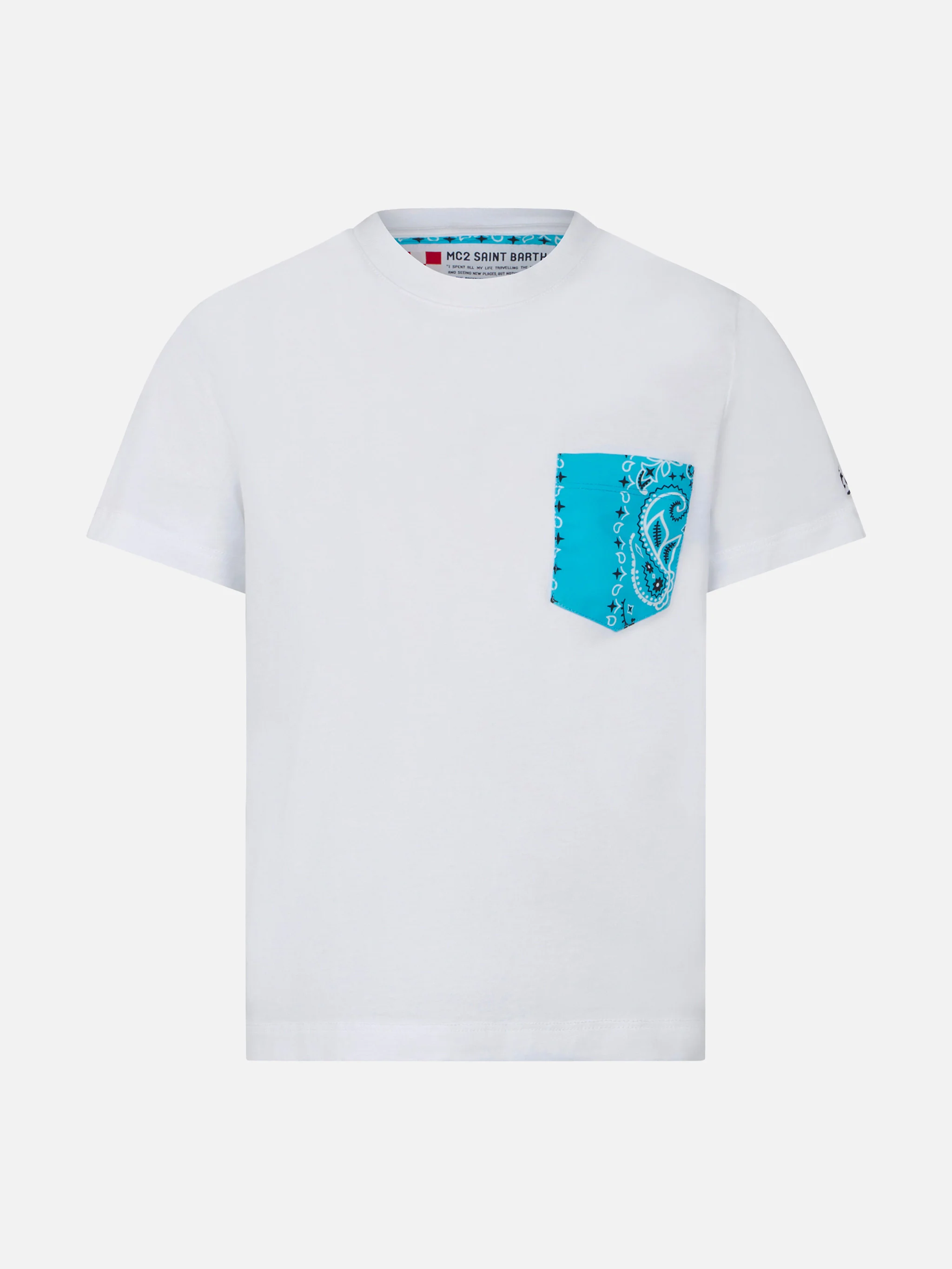 Kinder-T-shirt met bandana-print op de zak