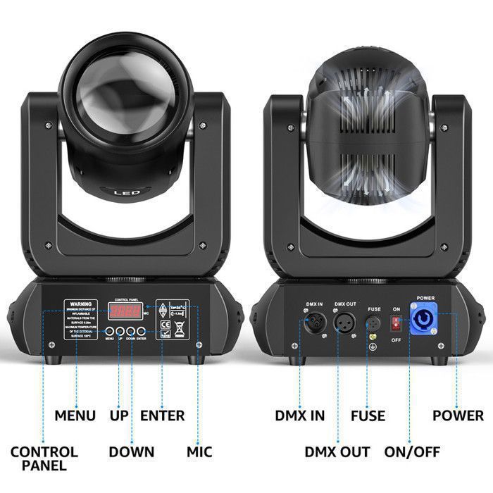 UKing 230W Stage Light - DMX512 LED Moving Head Beam GOBO 18 Prism - DJ Lighting Effects - Pack of 4 with Flight Case